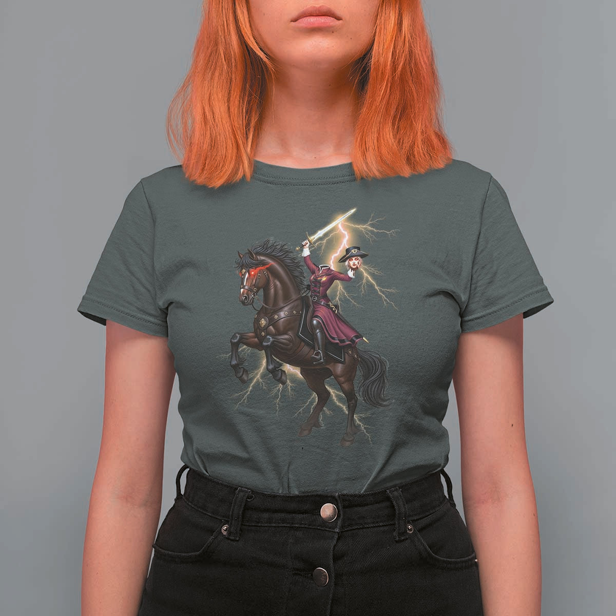 Dullahan Headless Horsewoman T Shirt For Women Gothic Monster Girl Gift - Wonder Print Shop