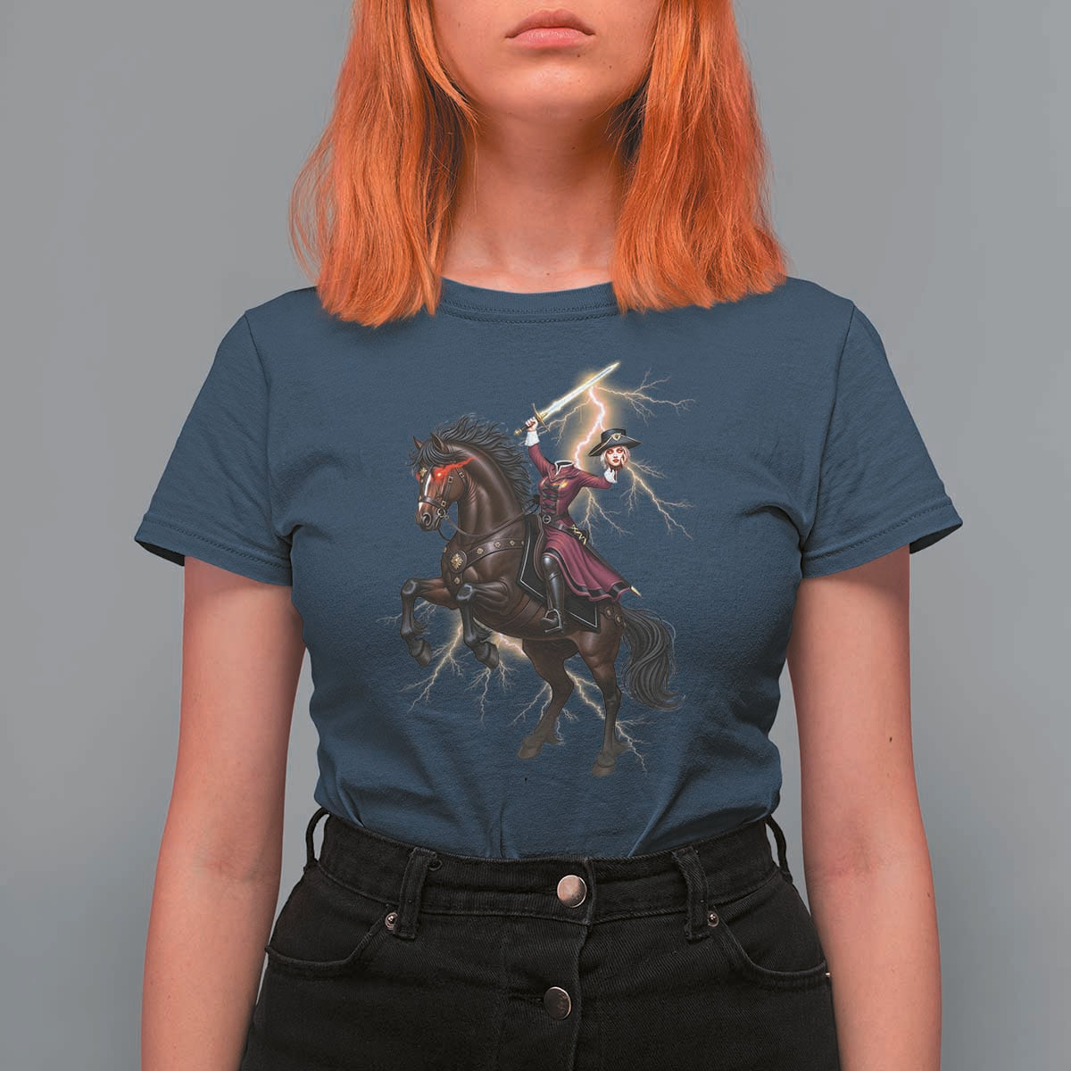 Dullahan Headless Horsewoman T Shirt For Women Gothic Monster Girl Gift - Wonder Print Shop
