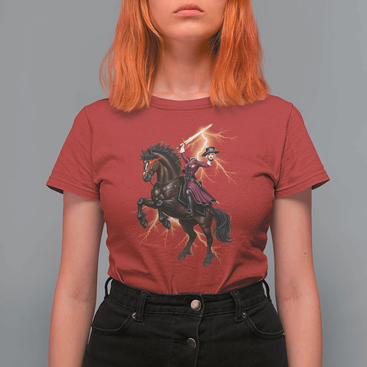 Dullahan Headless Horsewoman T Shirt For Women Gothic Monster Girl Gift - Wonder Print Shop