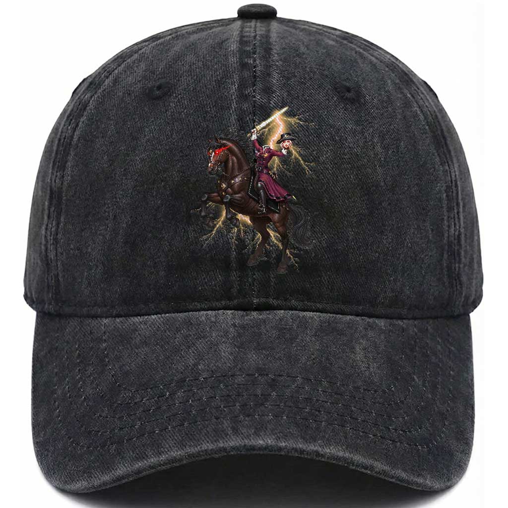 Dullahan Headless Horsewoman Washed Cotton Baseball Cap Gothic Monster Girl Gift