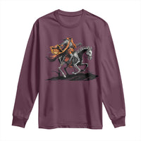 Spooky Skeleton Headless Cowboy Rider Gift Long Sleeve Shirt - Wonder Print Shop