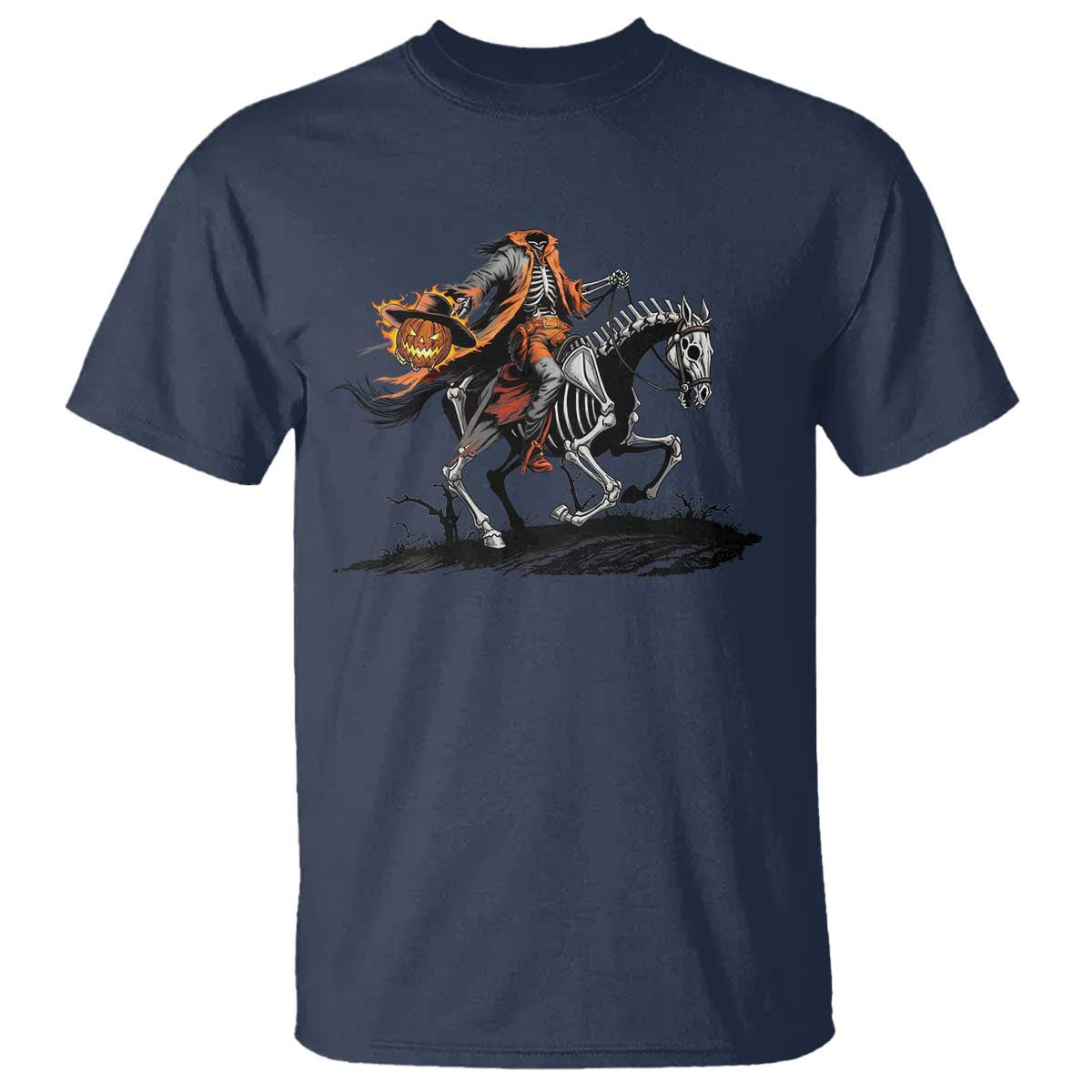 Spooky Skeleton Headless Cowboy Rider Gift T Shirt - Wonder Print Shop