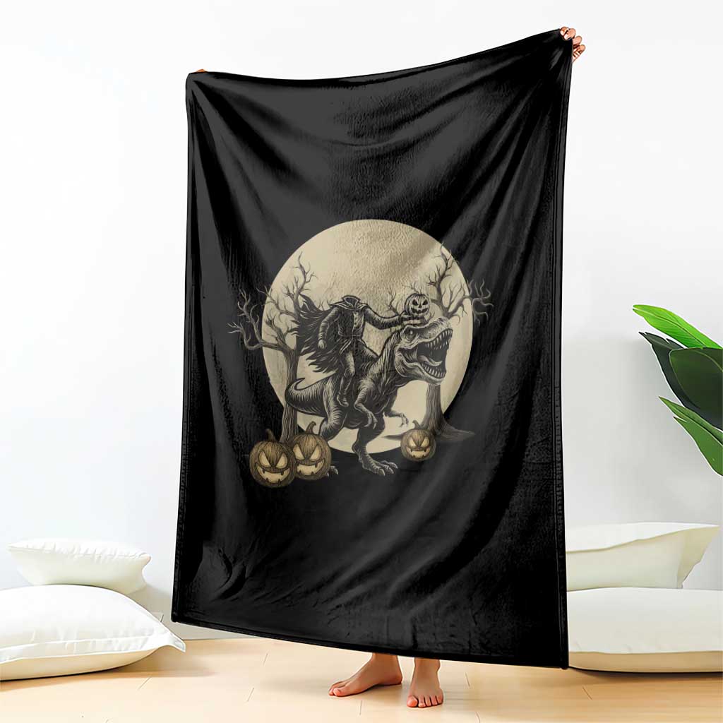 Funny Halloween Gift Throw Blanket Headless Horseman Riding A Dino - Wonder Print Shop
