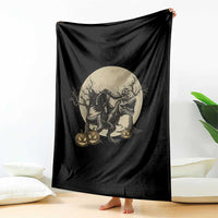 Funny Halloween Gift Throw Blanket Headless Horseman Riding A Dino - Wonder Print Shop
