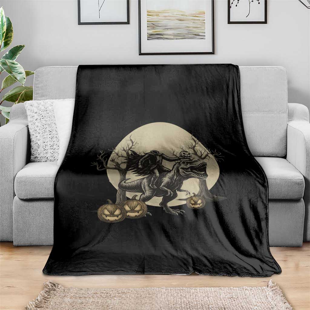 Funny Halloween Gift Throw Blanket Headless Horseman Riding A Dino - Wonder Print Shop
