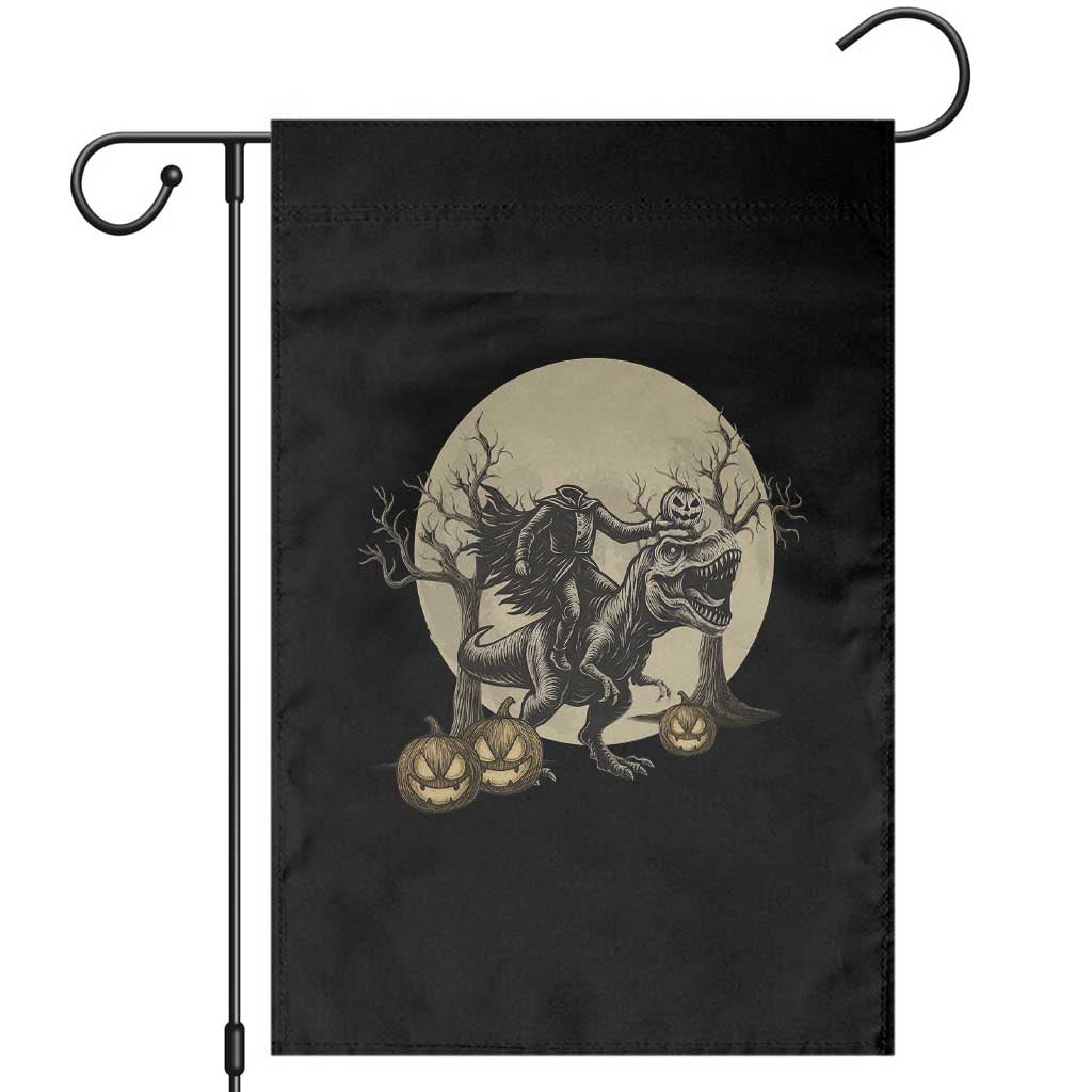 Funny Halloween Gift Garden Flag Headless Horseman Riding A Dino - Wonder Print Shop