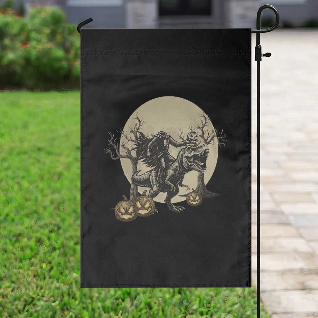 Funny Halloween Gift Garden Flag Headless Horseman Riding A Dino - Wonder Print Shop