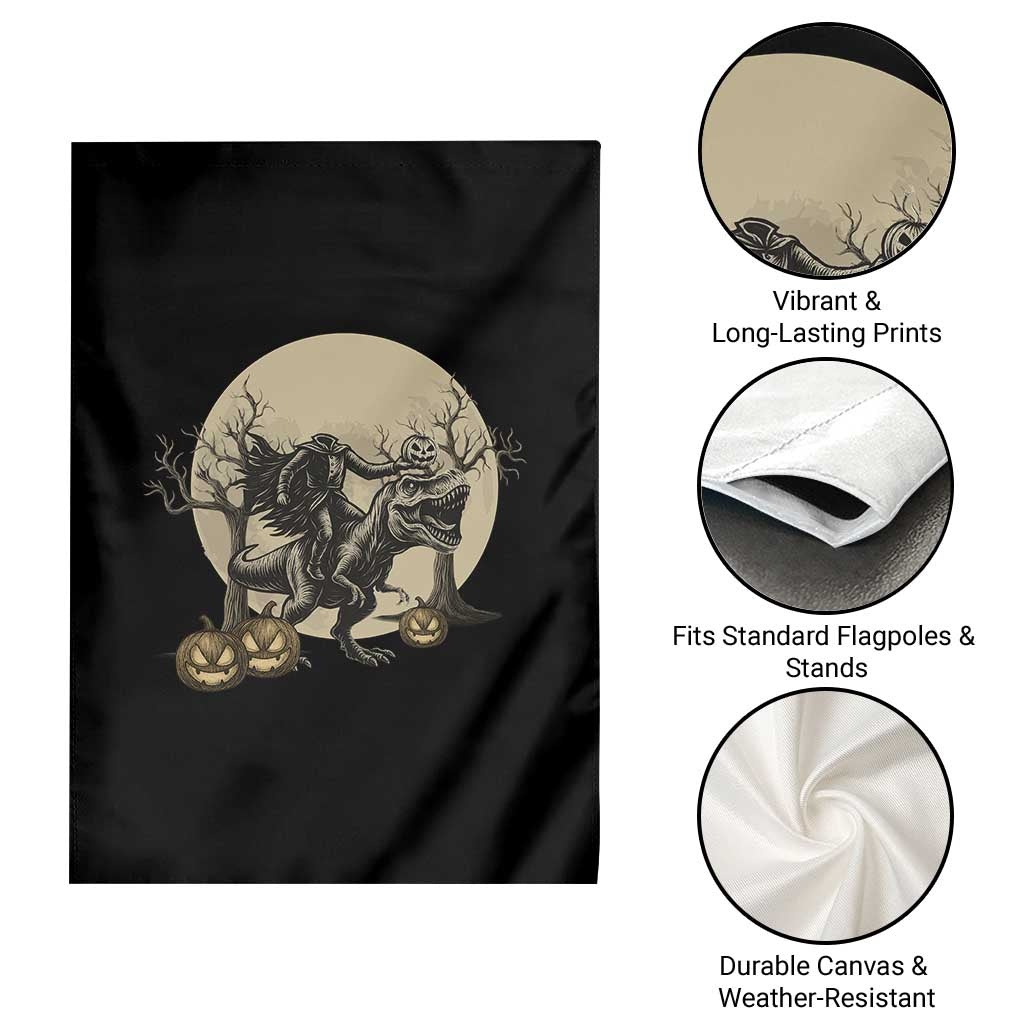 Funny Halloween Gift Garden Flag Headless Horseman Riding A Dino - Wonder Print Shop