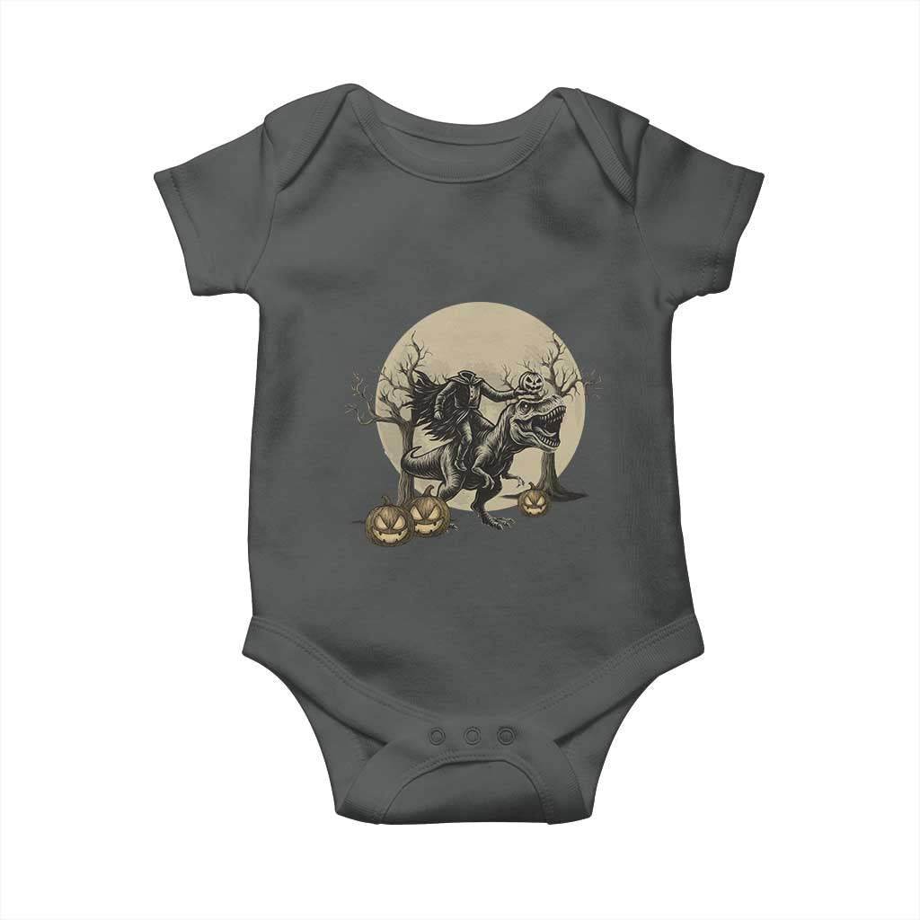 Funny Halloween Gift Baby Onesie Headless Horseman Riding A Dino - Wonder Print Shop