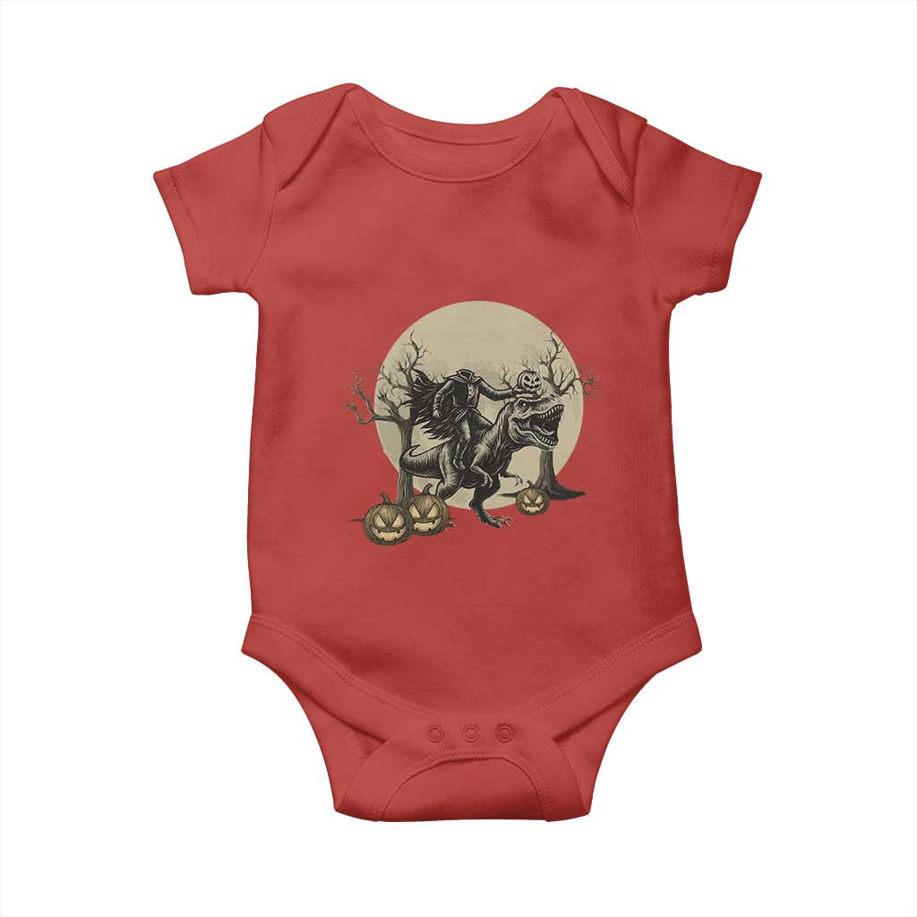 Funny Halloween Gift Baby Onesie Headless Horseman Riding A Dino - Wonder Print Shop
