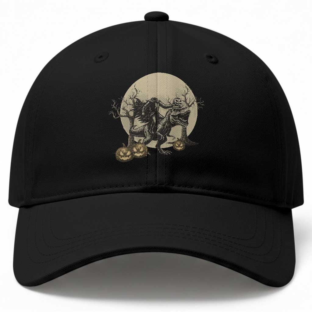 Funny Halloween Gift Baseball Cap Headless Horseman Riding A Dino