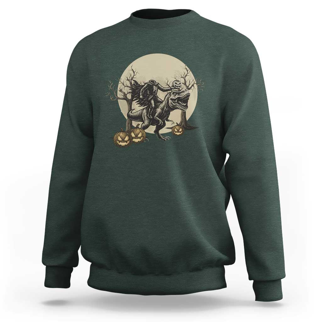 Funny Halloween Gift Sweatshirt Headless Horseman Riding A Dino - Wonder Print Shop