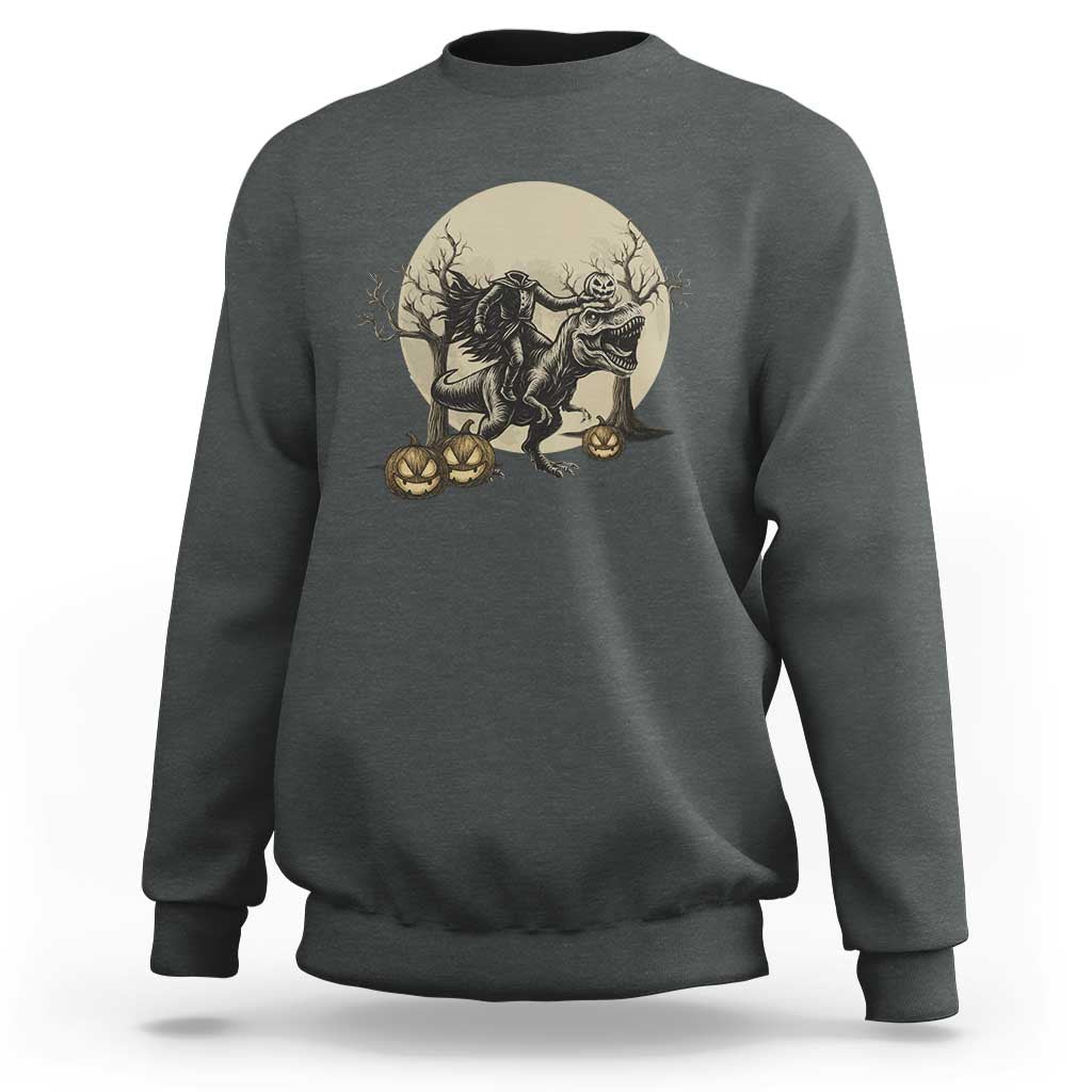 Funny Halloween Gift Sweatshirt Headless Horseman Riding A Dino - Wonder Print Shop