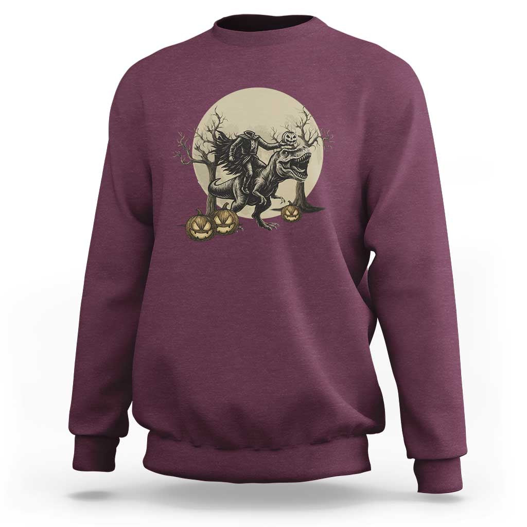 Funny Halloween Gift Sweatshirt Headless Horseman Riding A Dino - Wonder Print Shop