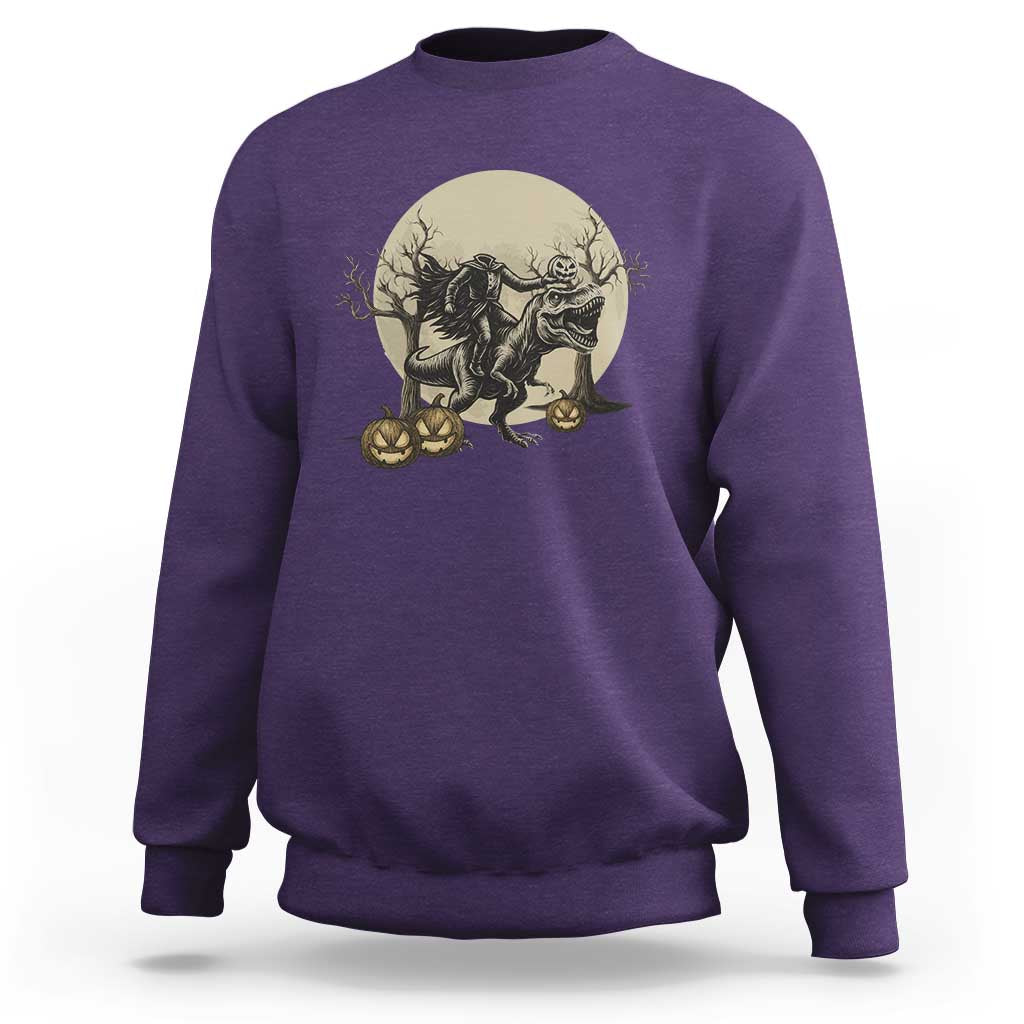 Funny Halloween Gift Sweatshirt Headless Horseman Riding A Dino - Wonder Print Shop