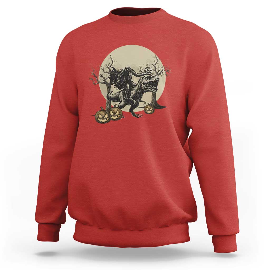 Funny Halloween Gift Sweatshirt Headless Horseman Riding A Dino - Wonder Print Shop