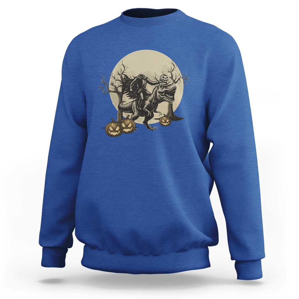 Funny Halloween Gift Sweatshirt Headless Horseman Riding A Dino - Wonder Print Shop