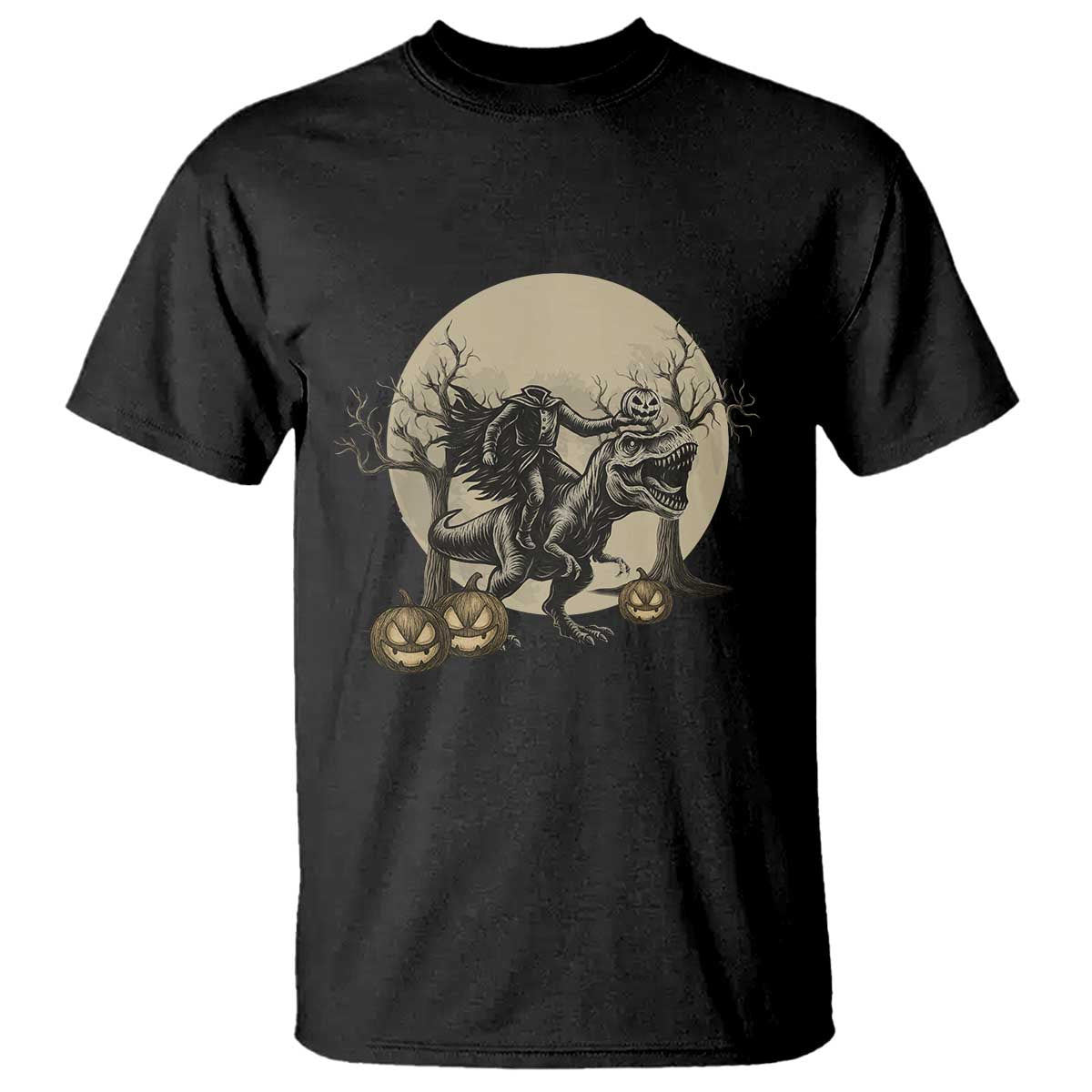 Funny Halloween Gift T Shirt Headless Horseman Riding A Dino - Wonder Print Shop