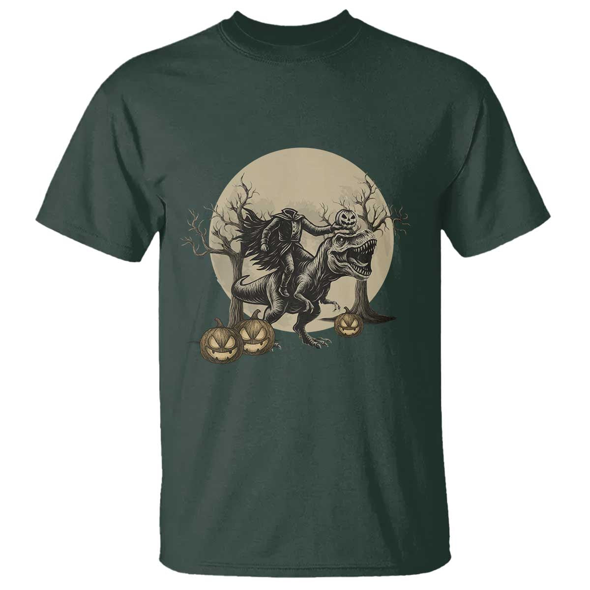Funny Halloween Gift T Shirt Headless Horseman Riding A Dino - Wonder Print Shop