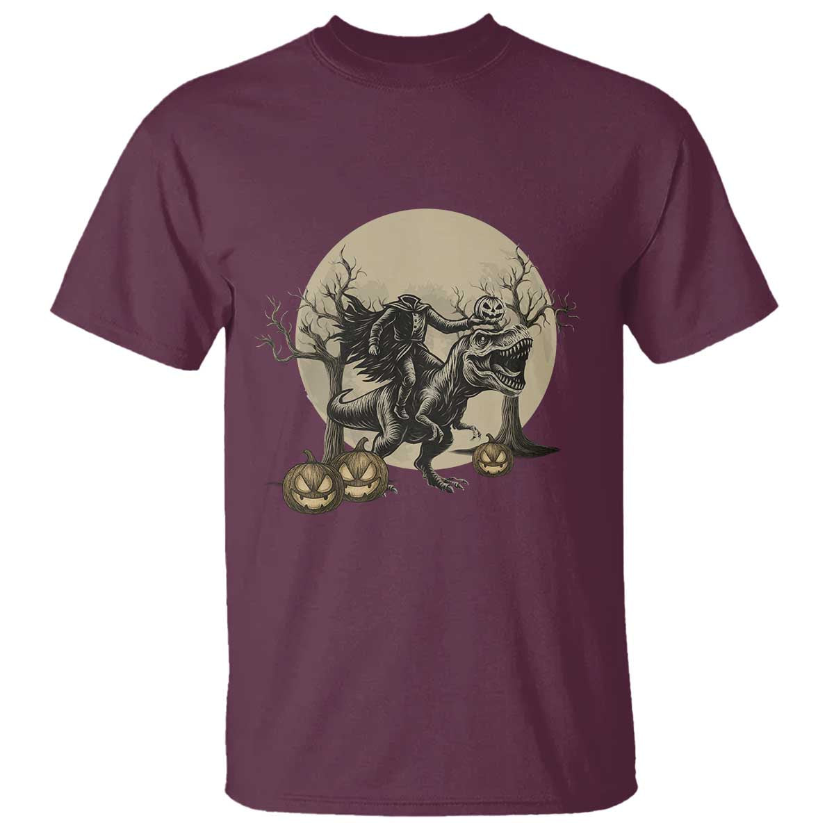 Funny Halloween Gift T Shirt Headless Horseman Riding A Dino - Wonder Print Shop