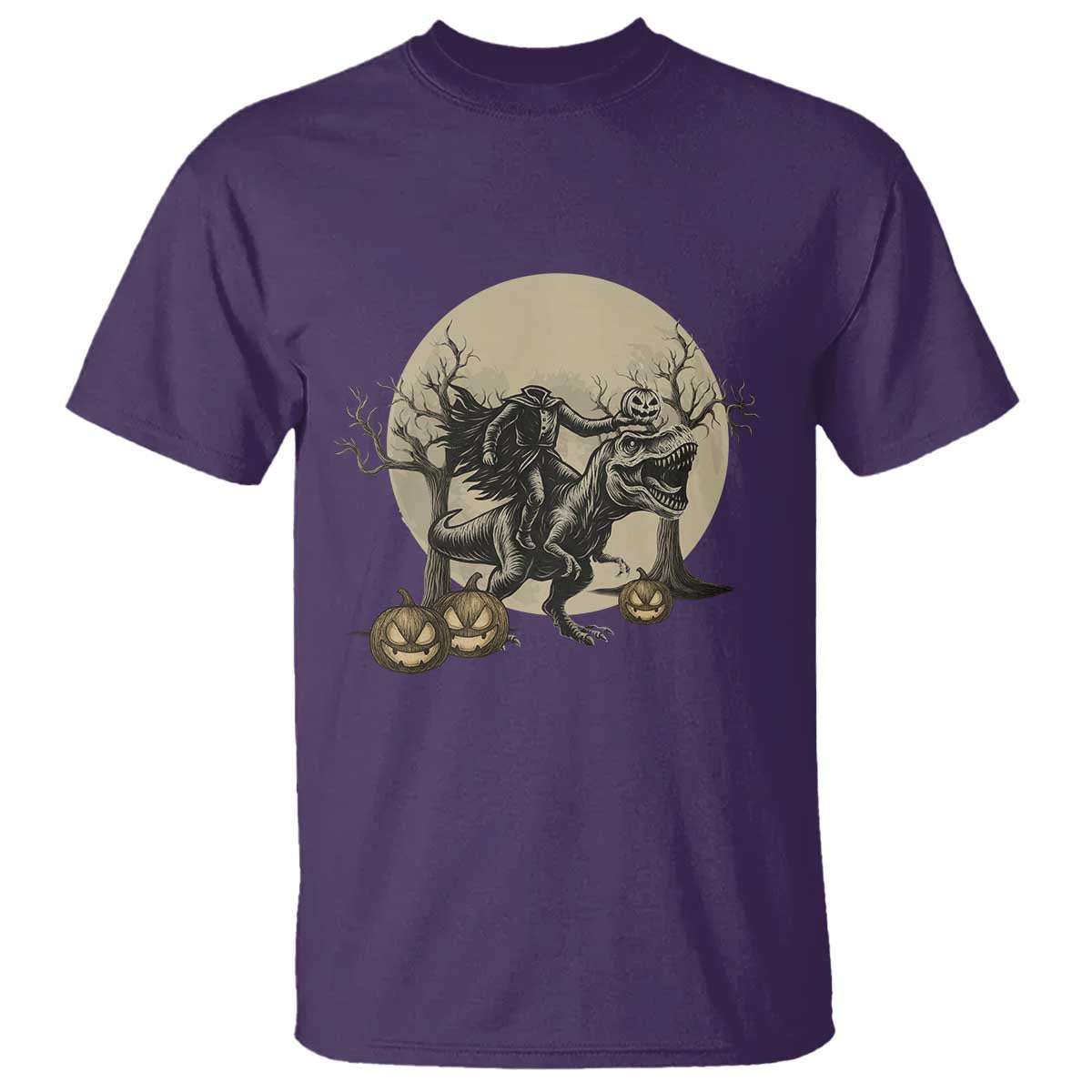 Funny Halloween Gift T Shirt Headless Horseman Riding A Dino - Wonder Print Shop