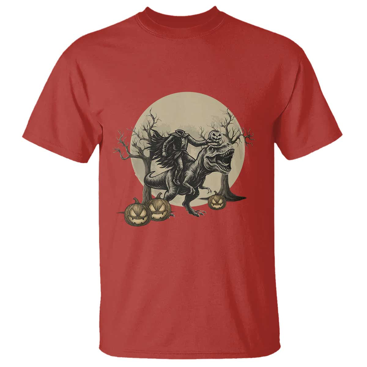 Funny Halloween Gift T Shirt Headless Horseman Riding A Dino - Wonder Print Shop