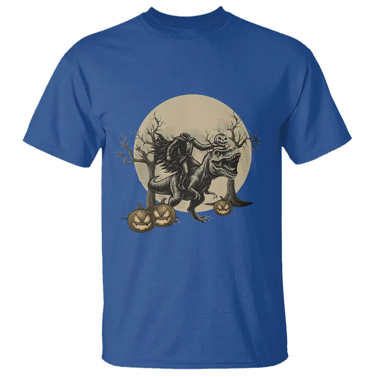 Funny Halloween Gift T Shirt Headless Horseman Riding A Dino - Wonder Print Shop