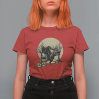 Funny Halloween Gift T Shirt For Women Headless Horseman Riding A Dino - Wonder Print Shop