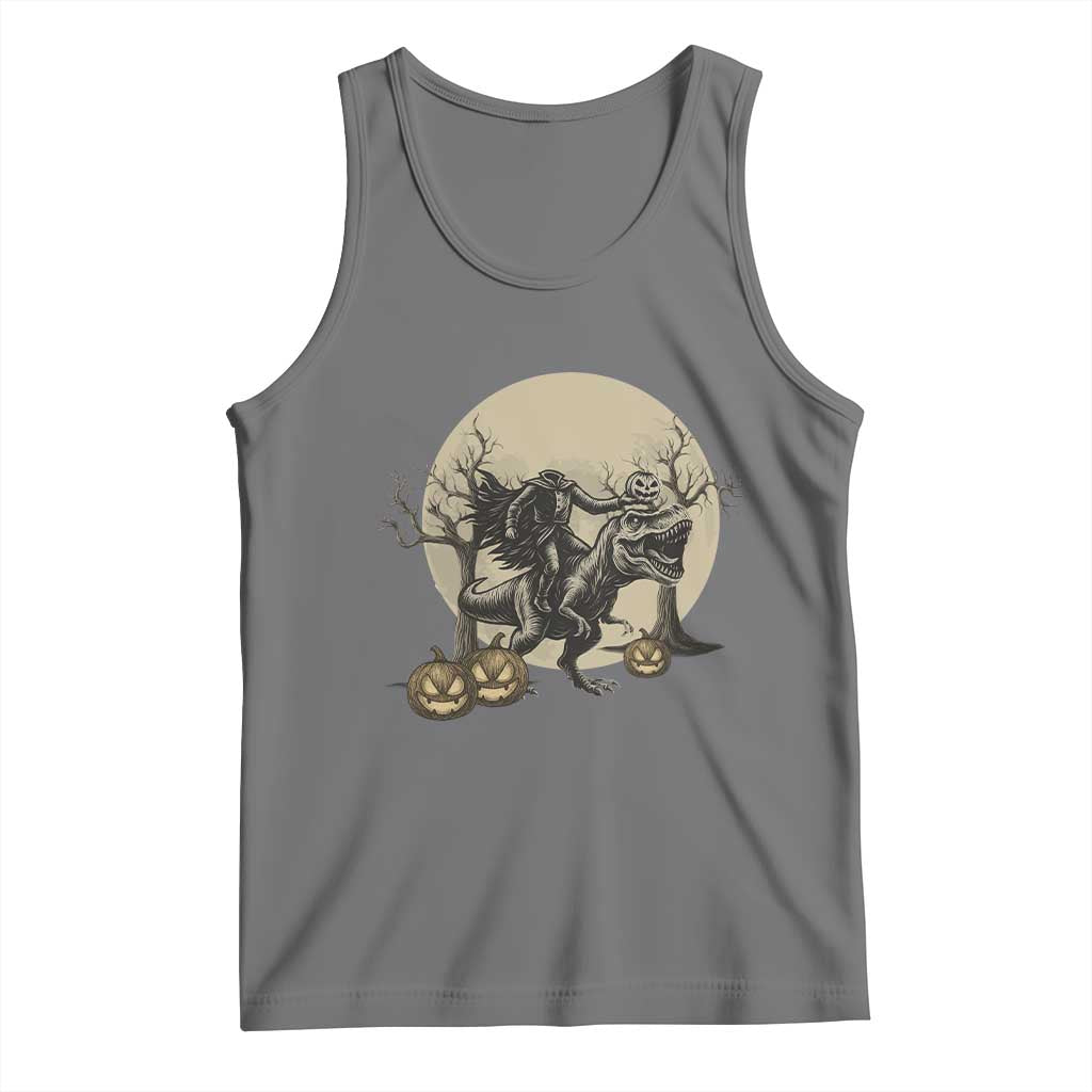 Funny Halloween Gift Tank Top Headless Horseman Riding A Dino - Wonder Print Shop
