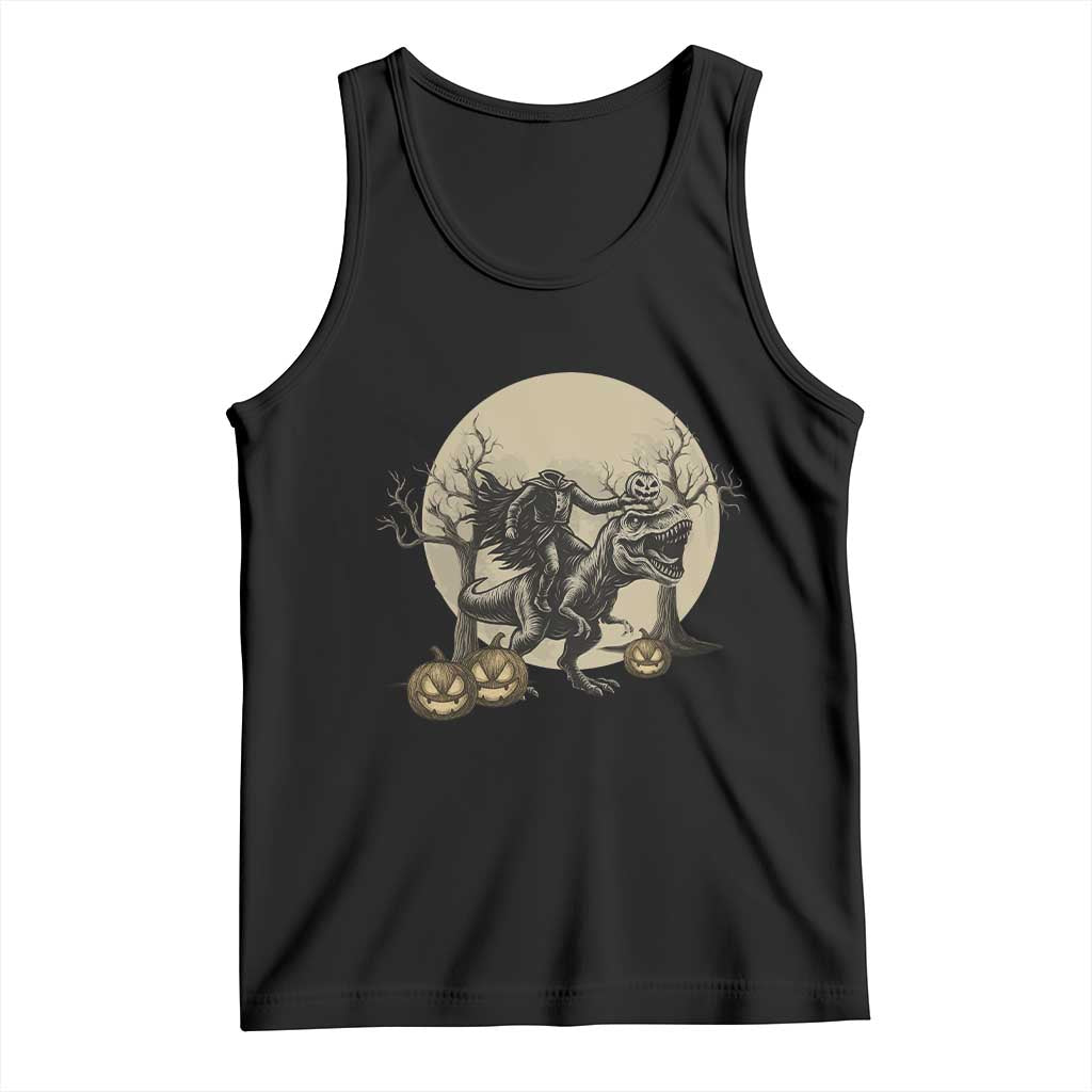 Funny Halloween Gift Tank Top Headless Horseman Riding A Dino - Wonder Print Shop