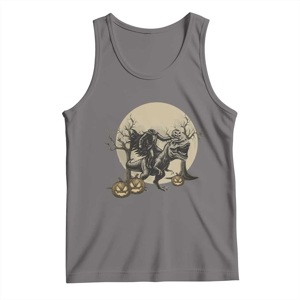 Funny Halloween Gift Tank Top Headless Horseman Riding A Dino - Wonder Print Shop