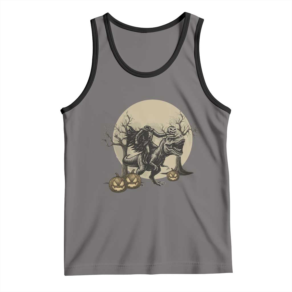 Funny Halloween Gift Tank Top Headless Horseman Riding A Dino - Wonder Print Shop