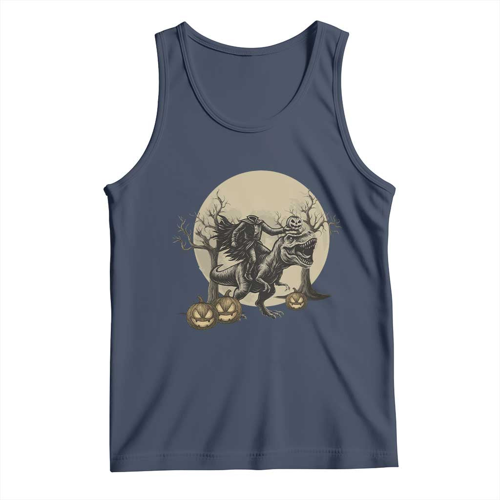 Funny Halloween Gift Tank Top Headless Horseman Riding A Dino - Wonder Print Shop