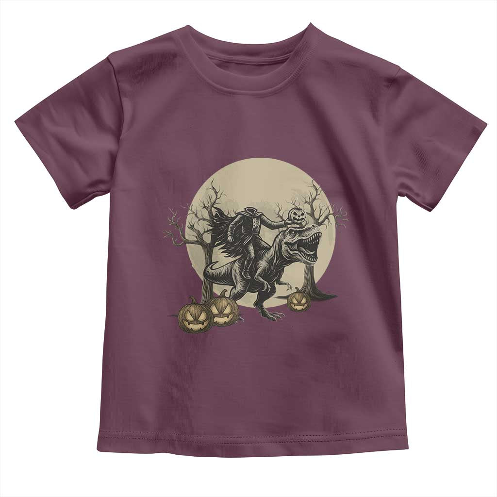 Funny Halloween Gift Toddler T Shirt Headless Horseman Riding A Dino - Wonder Print Shop