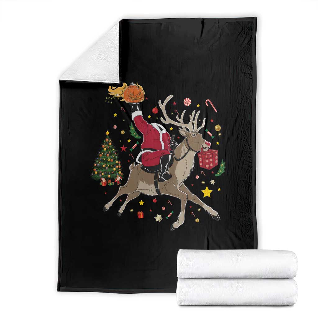 Funny Santa Headless Horseman Throw Blanket Christmas Halloween Gift - Wonder Print Shop