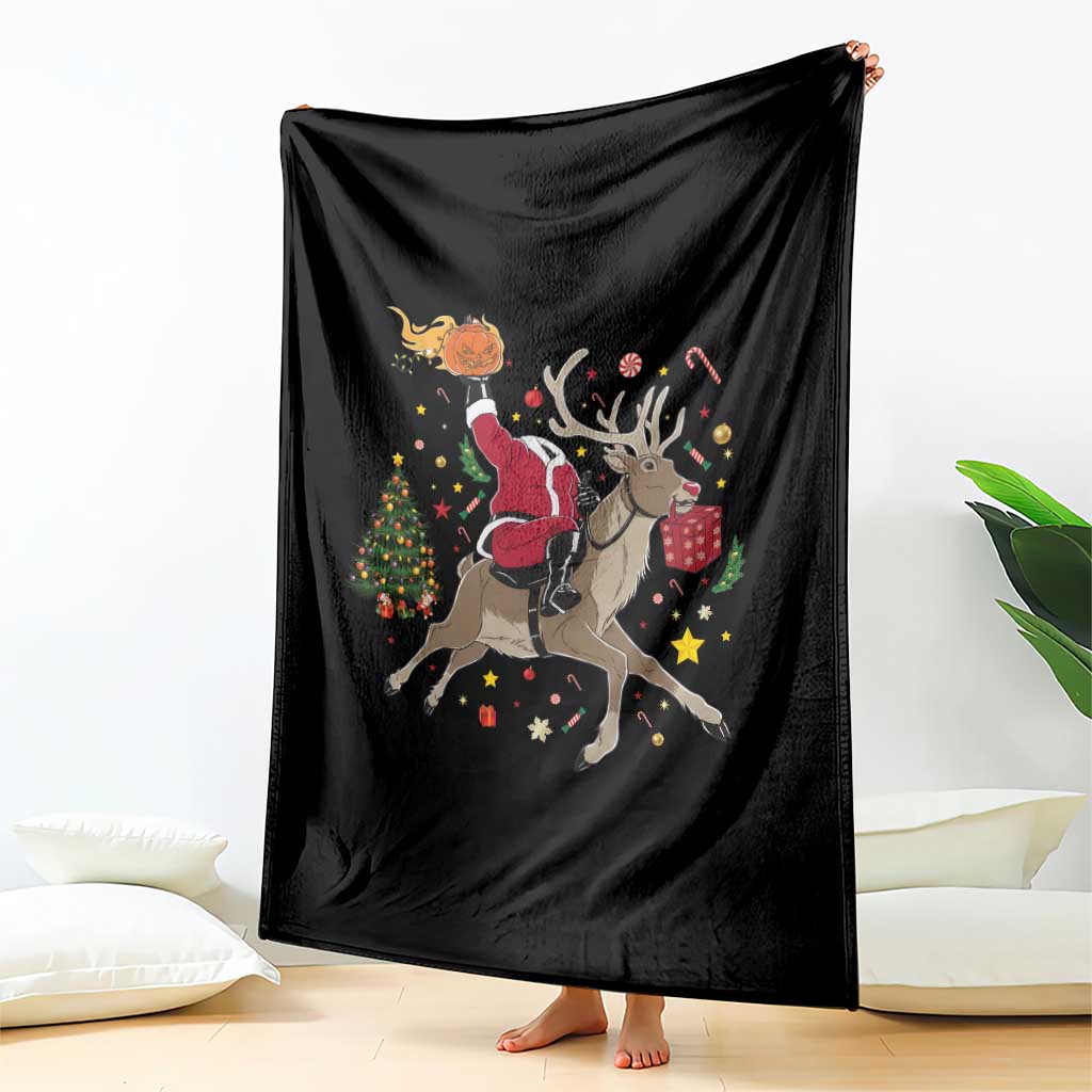 Funny Santa Headless Horseman Throw Blanket Christmas Halloween Gift - Wonder Print Shop