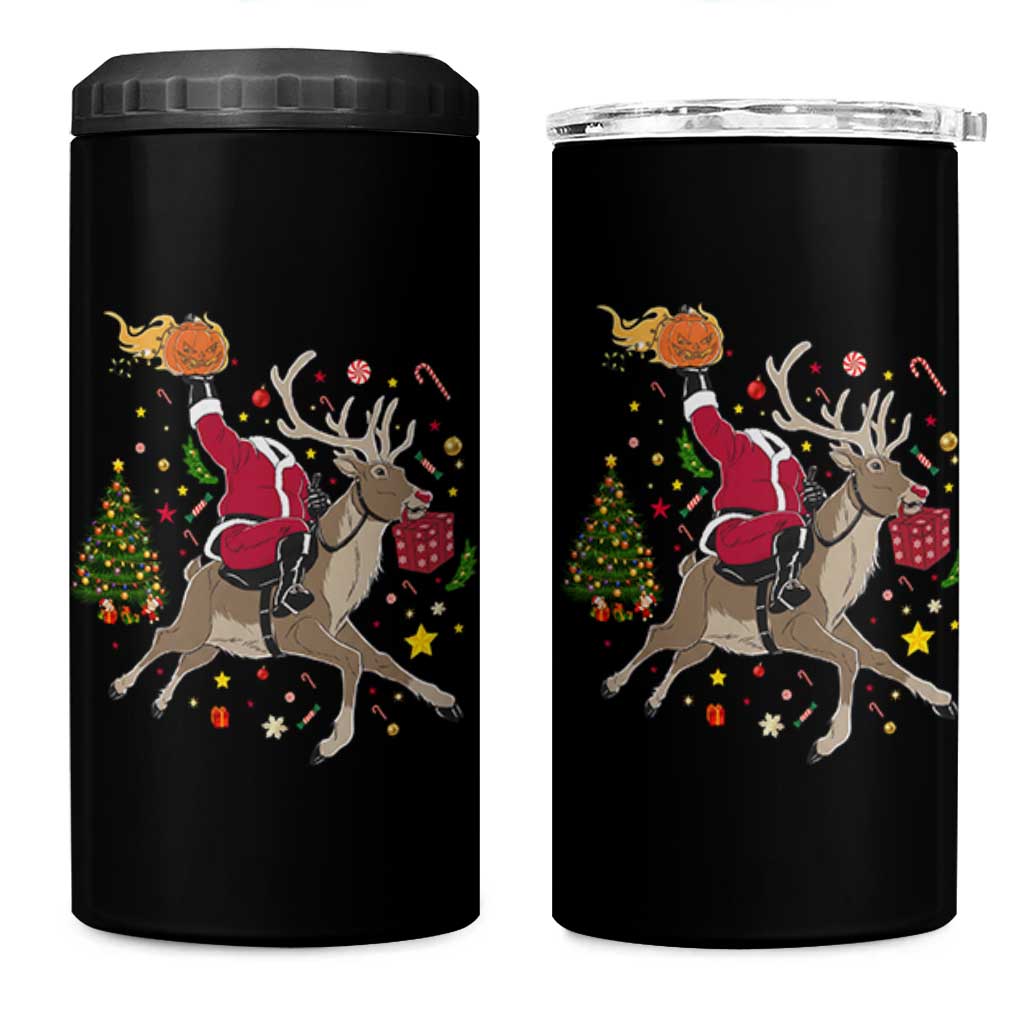 Funny Santa Headless Horseman 4 in 1 Can Cooler Tumbler Christmas Halloween Gift