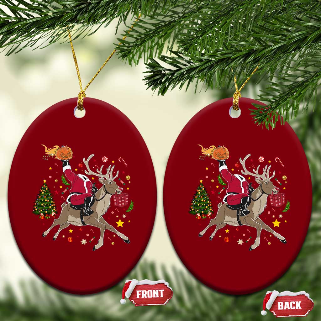 Funny Santa Headless Horseman Ceramic Ornament Xmas Halloween Gift - Wonder Print Shop
