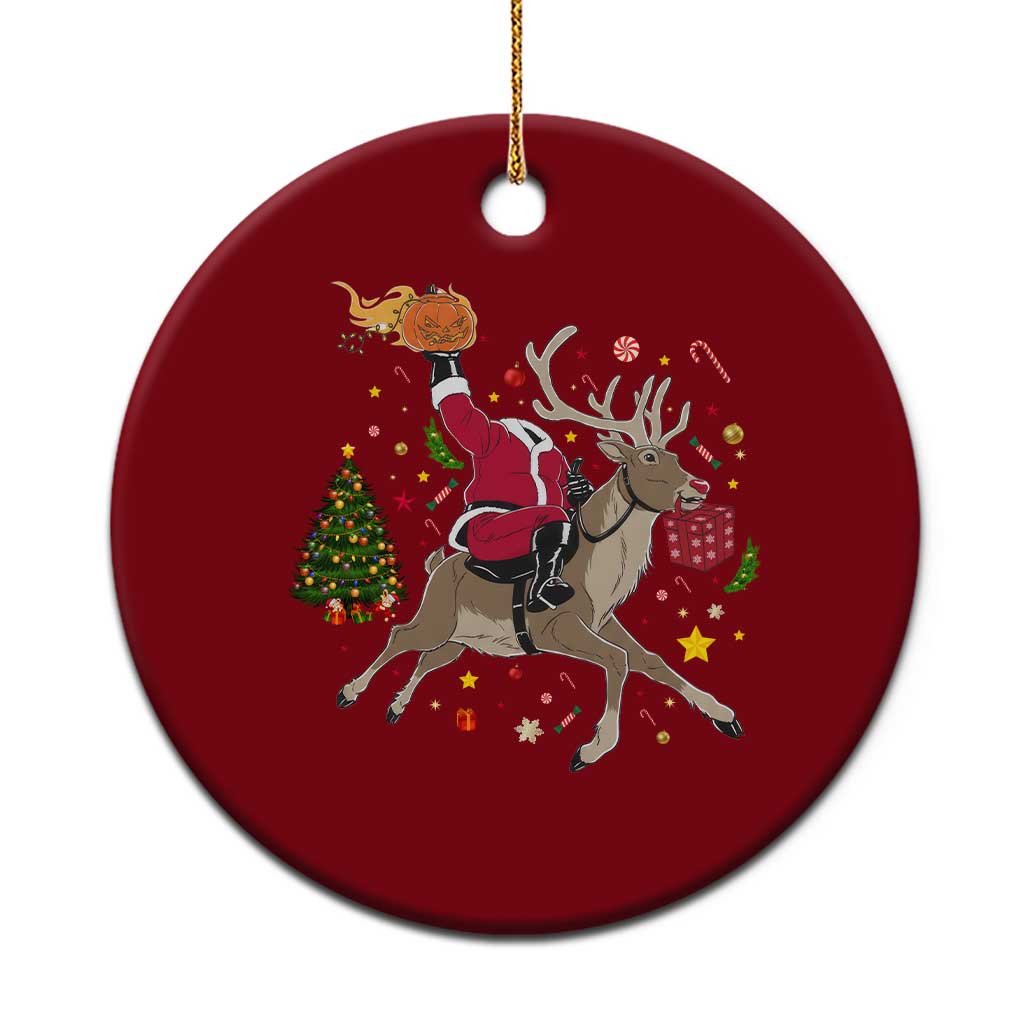 Funny Santa Headless Horseman Ceramic Ornament Xmas Halloween Gift - Wonder Print Shop