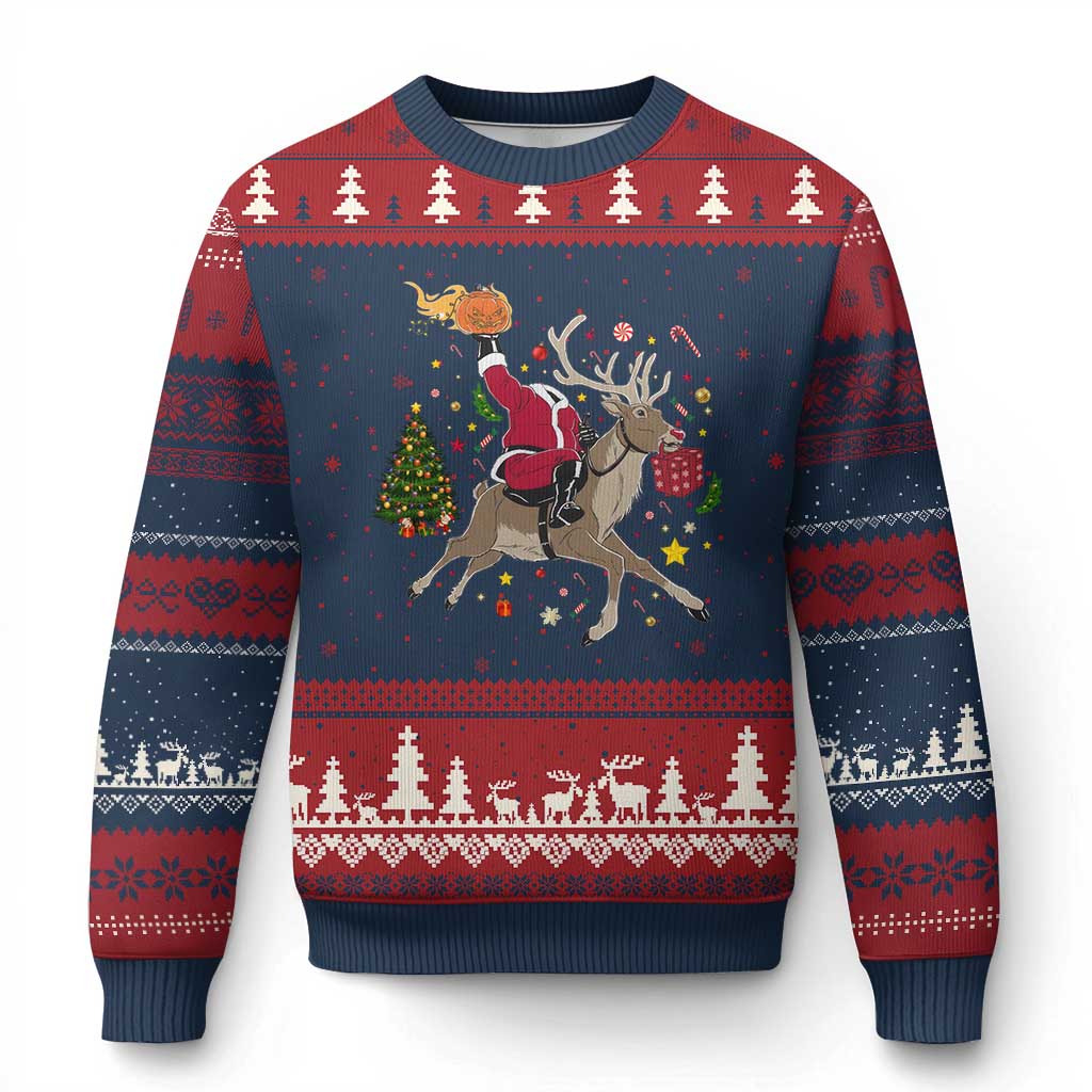Funny Santa Headless Horseman Ugly Christmas Sweater Christmas Halloween Gift - Wonder Print Shop