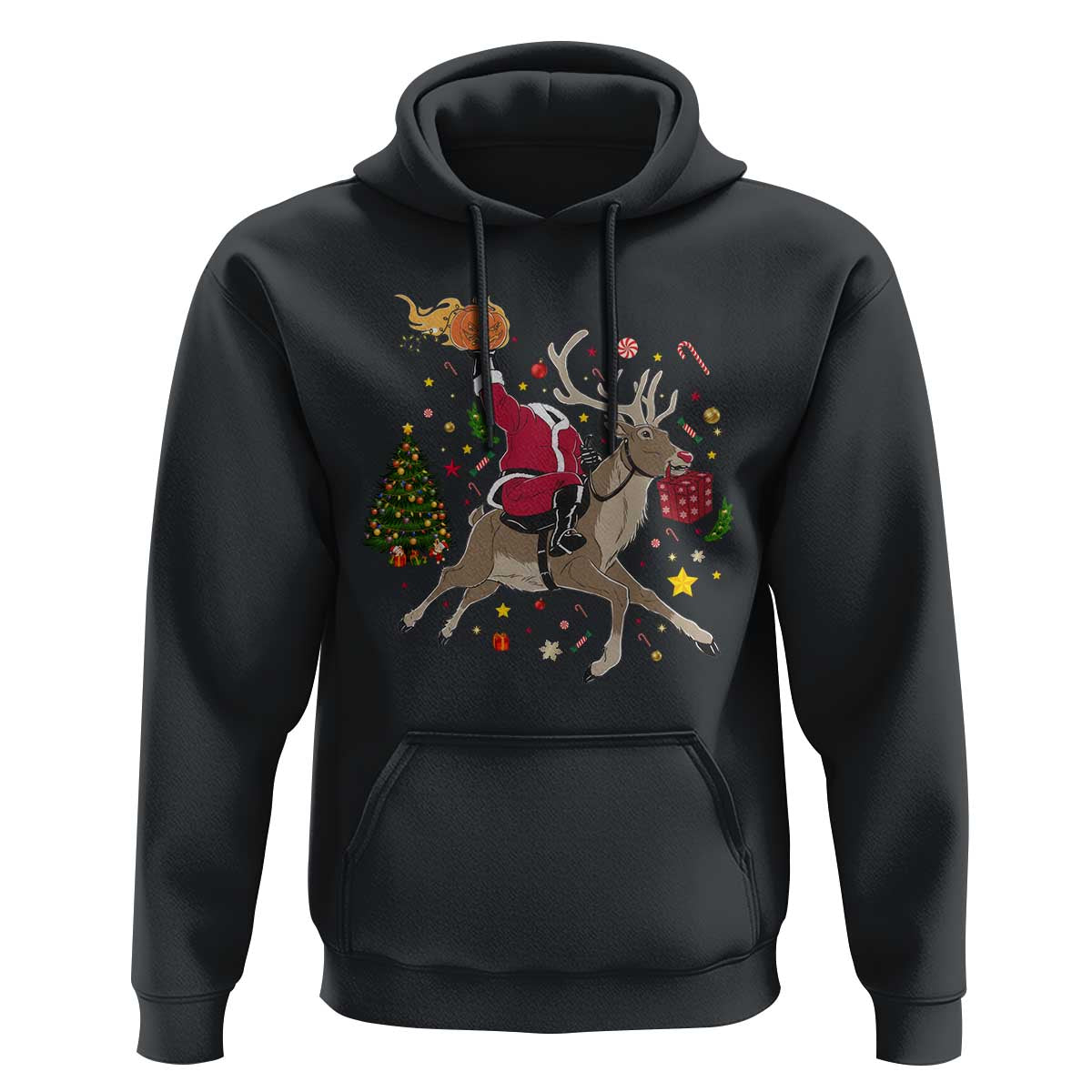 Funny Santa Headless Horseman Hoodie Christmas Halloween Gift - Wonder Print Shop