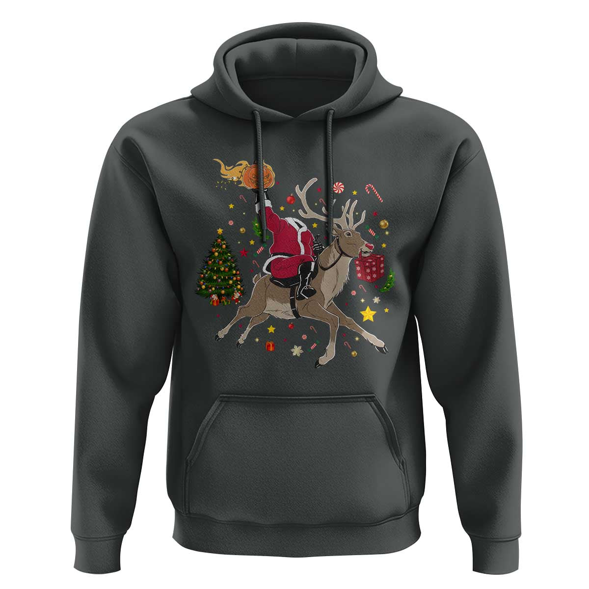 Funny Santa Headless Horseman Hoodie Christmas Halloween Gift - Wonder Print Shop