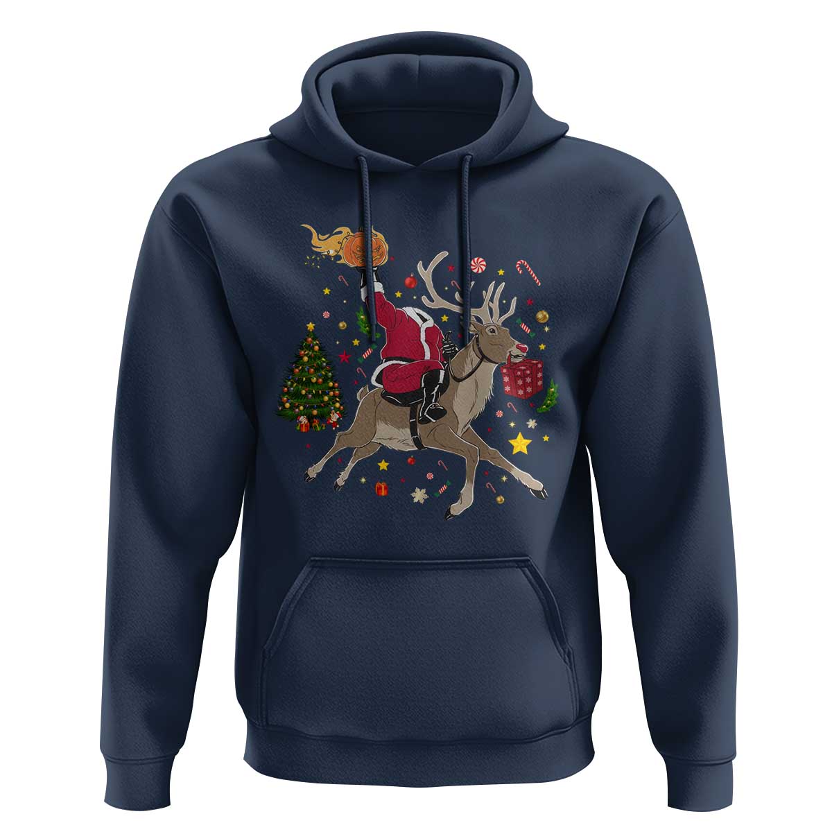 Funny Santa Headless Horseman Hoodie Christmas Halloween Gift - Wonder Print Shop