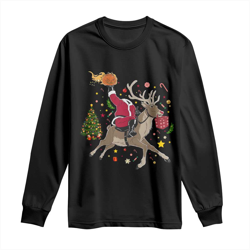 Funny Santa Headless Horseman Long Sleeve Shirt Christmas Halloween Gift - Wonder Print Shop
