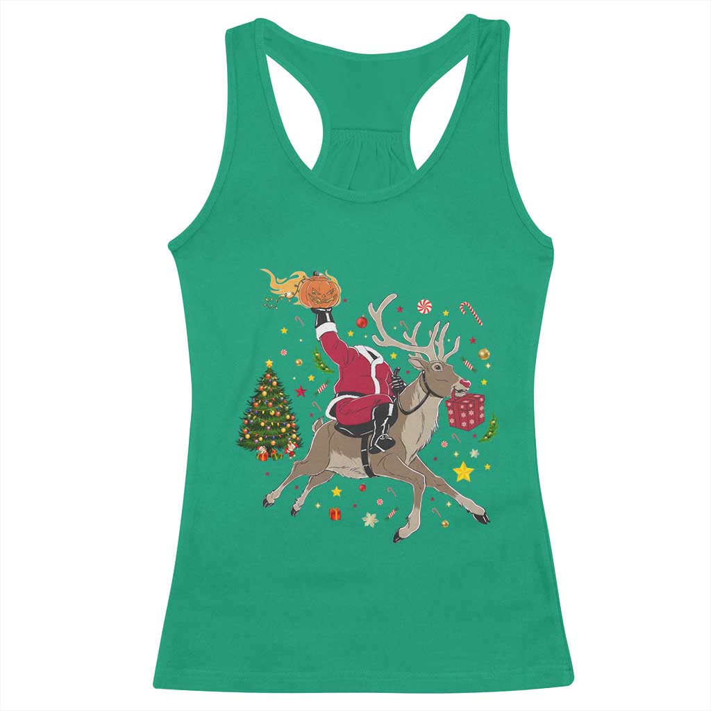 Funny Santa Headless Horseman Racerback Tank Top Christmas Halloween Gift - Wonder Print Shop