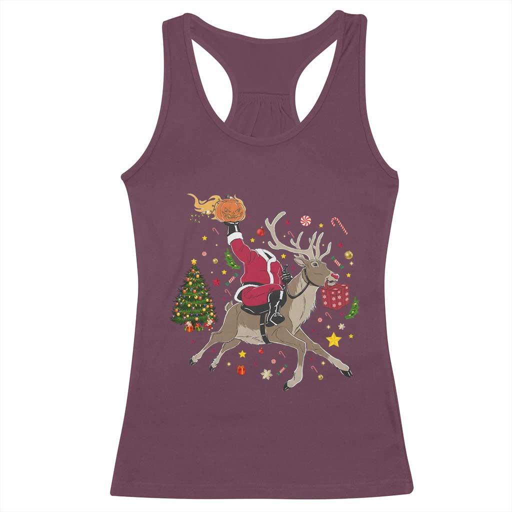Funny Santa Headless Horseman Racerback Tank Top Christmas Halloween Gift - Wonder Print Shop