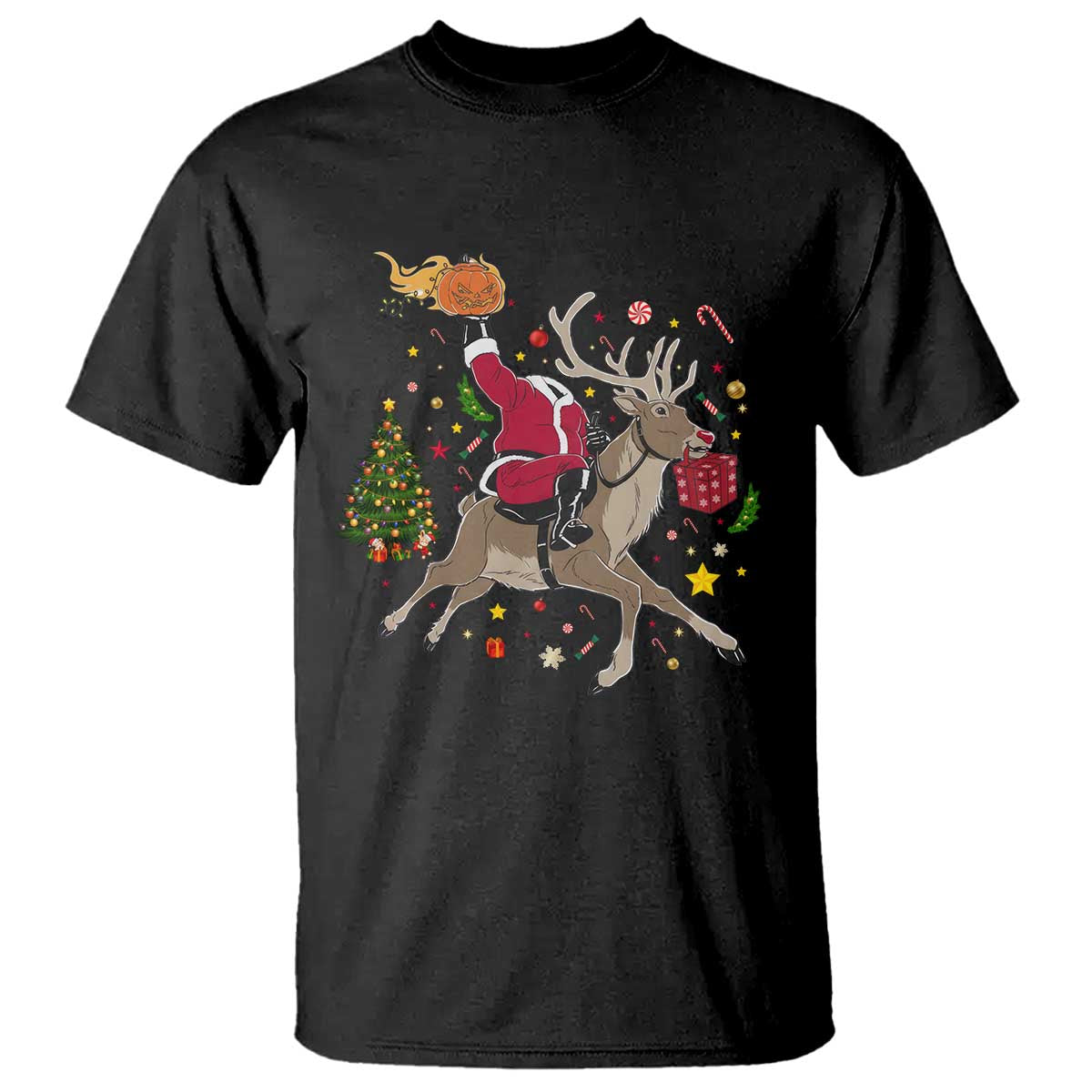 Funny Santa Headless Horseman T Shirt Christmas Halloween Gift - Wonder Print Shop