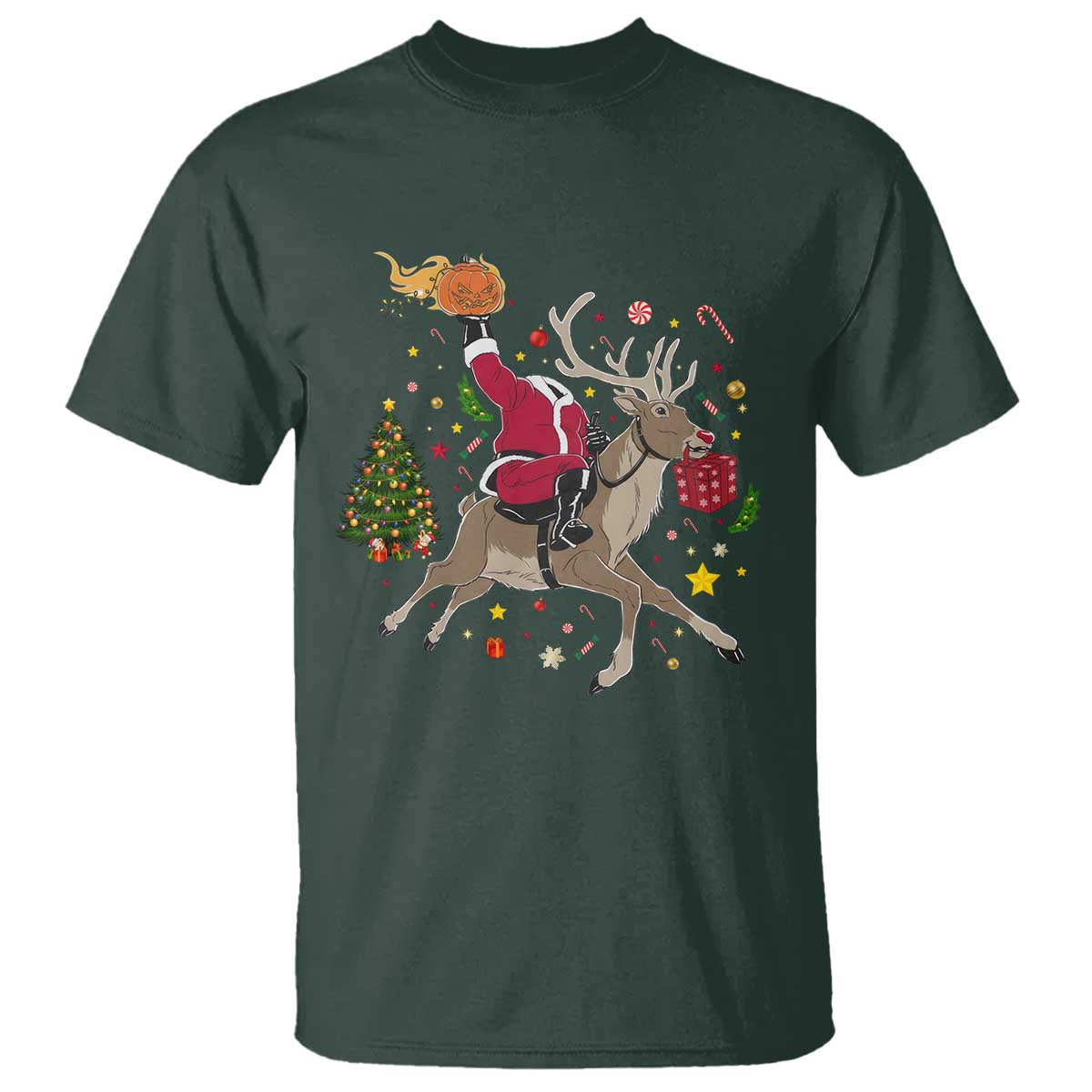 Funny Santa Headless Horseman T Shirt Christmas Halloween Gift - Wonder Print Shop
