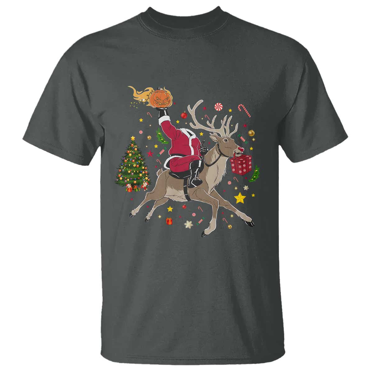 Funny Santa Headless Horseman T Shirt Christmas Halloween Gift - Wonder Print Shop
