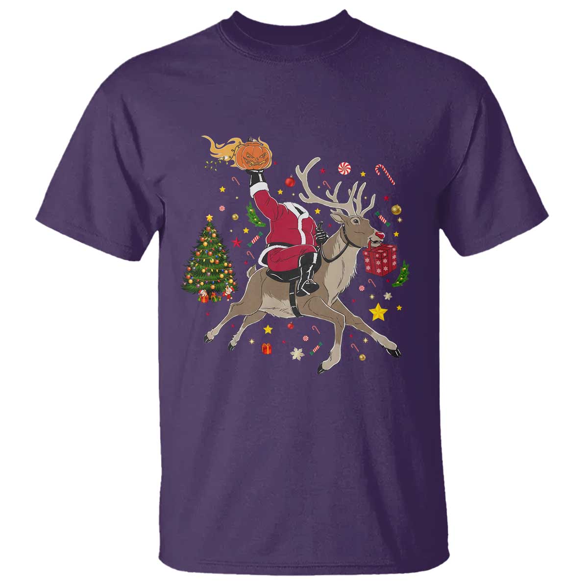 Funny Santa Headless Horseman T Shirt Christmas Halloween Gift - Wonder Print Shop